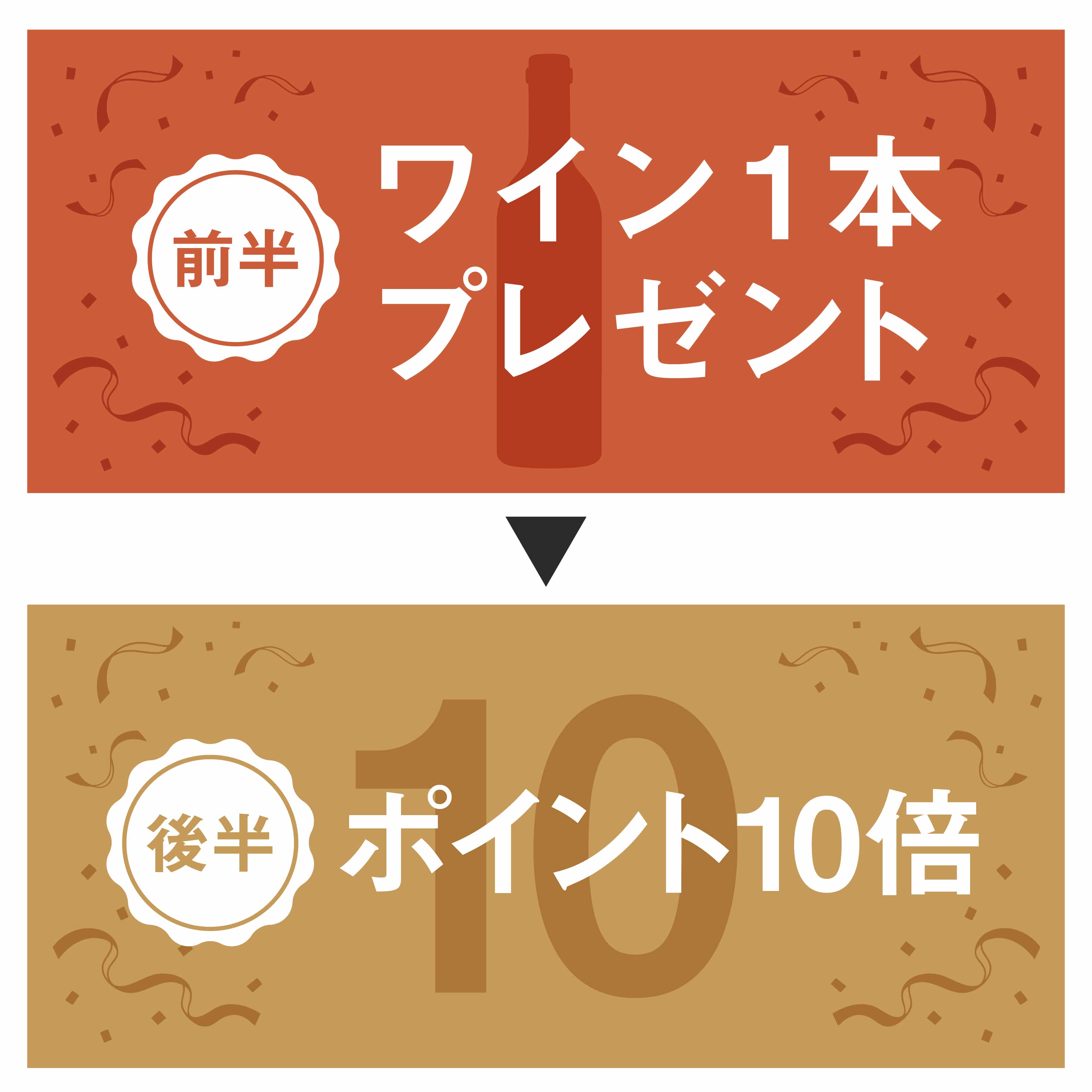 前半と後半のキャンペーンが書いてあるアイコン