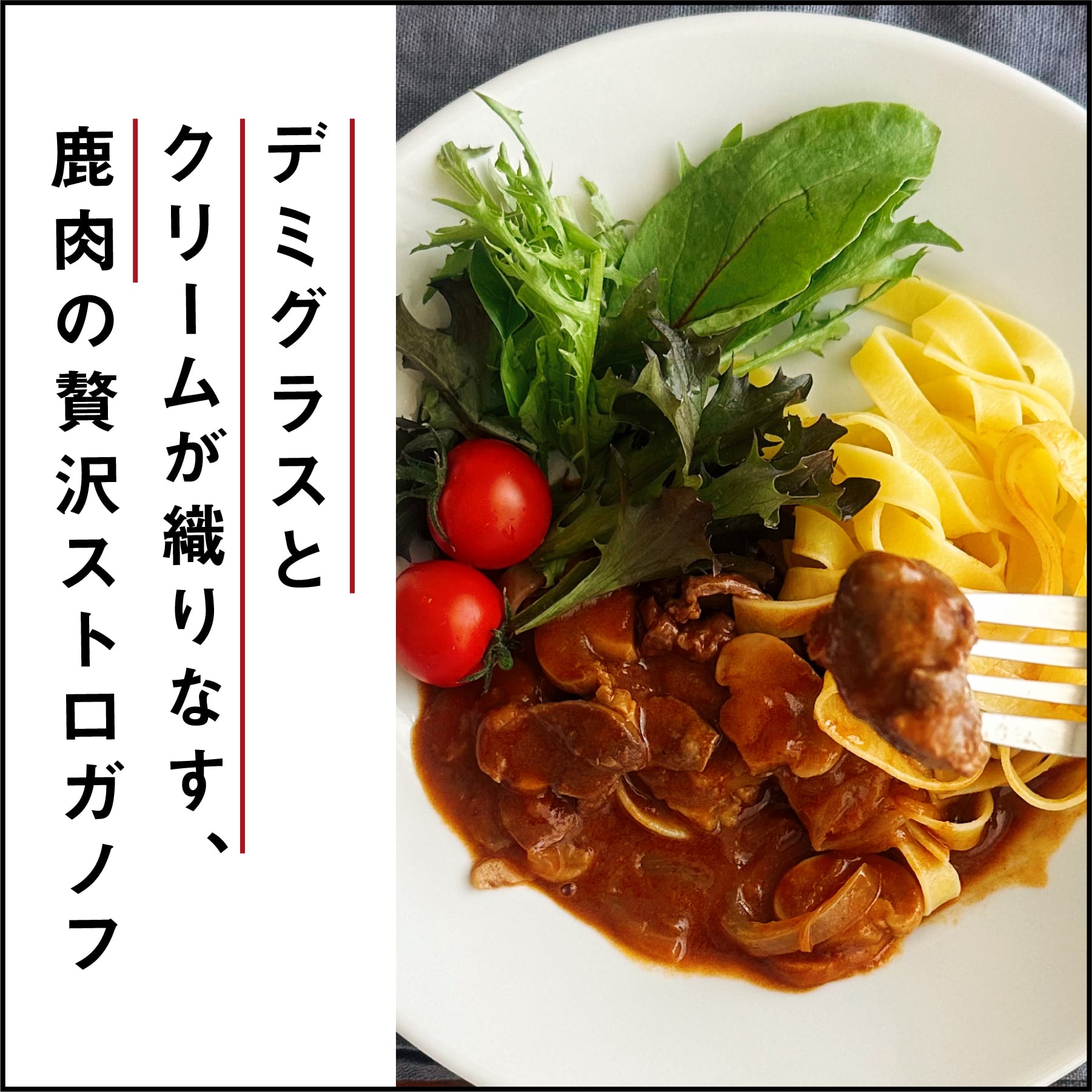 北海道産鹿肉のストロガノフ