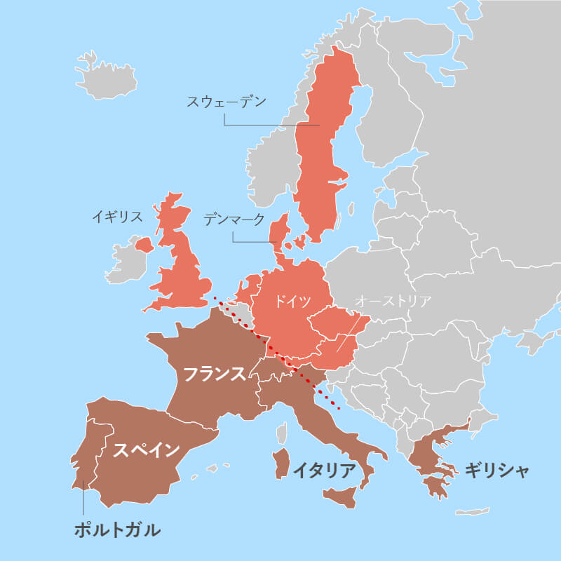 ヨーロッパのハム生産地を示した地図